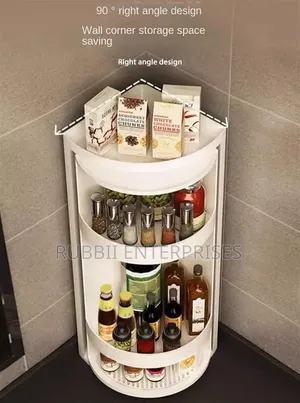 3-Tier White Plastic Countertop Corner Organizer