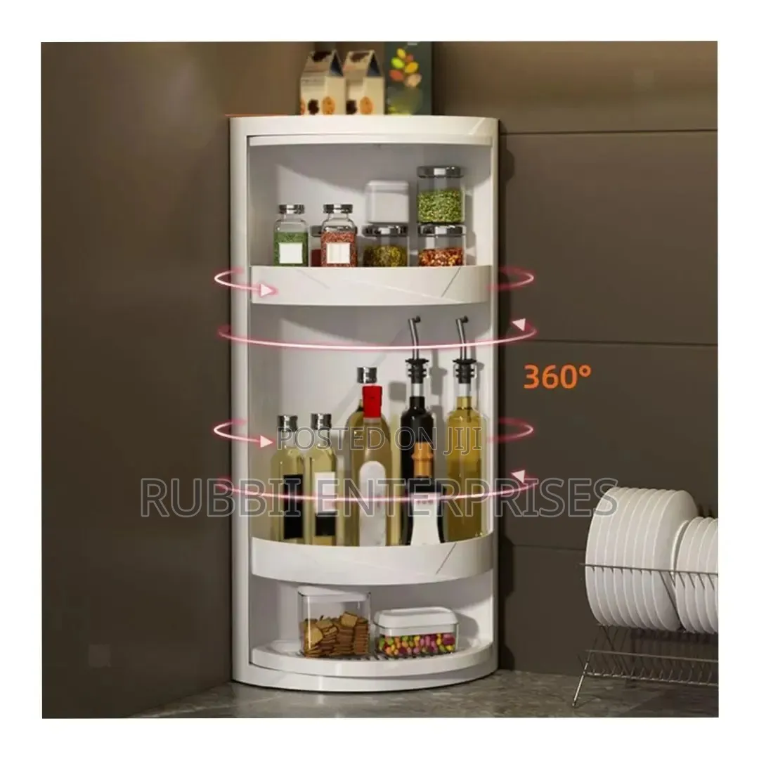 3-Tier White Plastic Countertop Corner Organizer