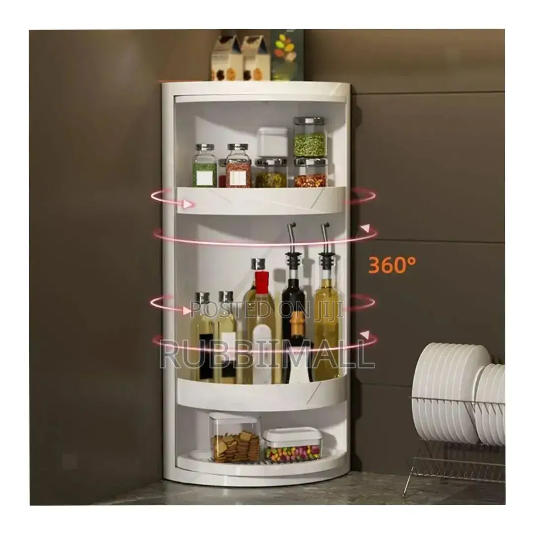3-Tier White Plastic Countertop Corner Organizer