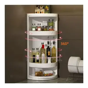 3-Tier White Plastic Countertop Corner Organizer