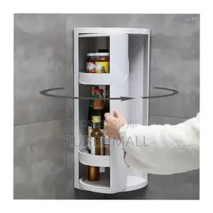 3-Tier White Plastic Countertop Corner Organizer