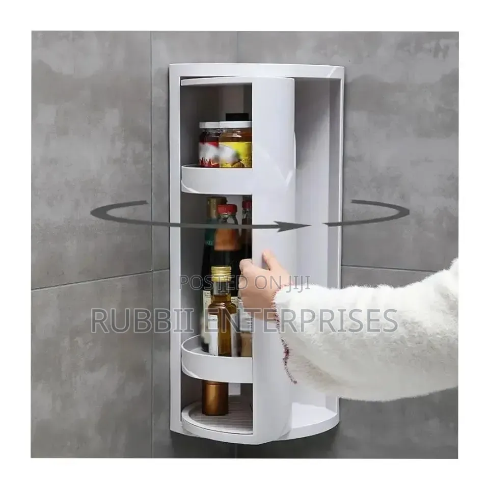 3-Tier White Plastic Countertop Corner Organizer