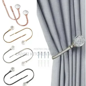 2 PCS Metal Curtain Holdbacks With Clear Crystal Ball, Decorative