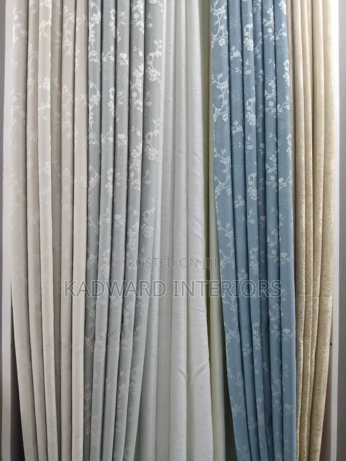 I Need Floral Gray or Blue Curtains Per Metre