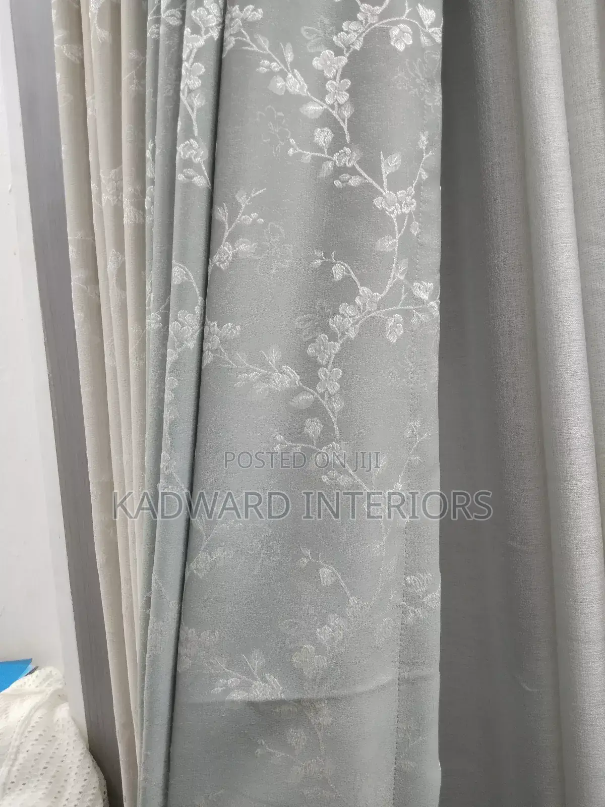 I Need Floral Gray or Blue Curtains Per Metre