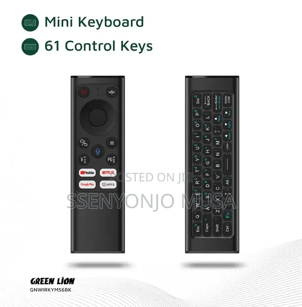 Green Lion Wireless Remote Pro With Mini Keyboard Air Mouse – Black