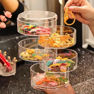 Acrylic Round Rotary Mini Jewelry Organizer