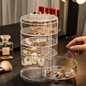 Acrylic Round Rotary Mini Jewelry Organizer