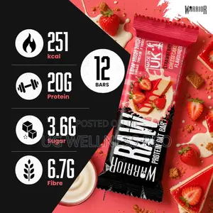 Warrior RAW Protein Bars High Protein and Fiber, Low Sugar 12 Pieces