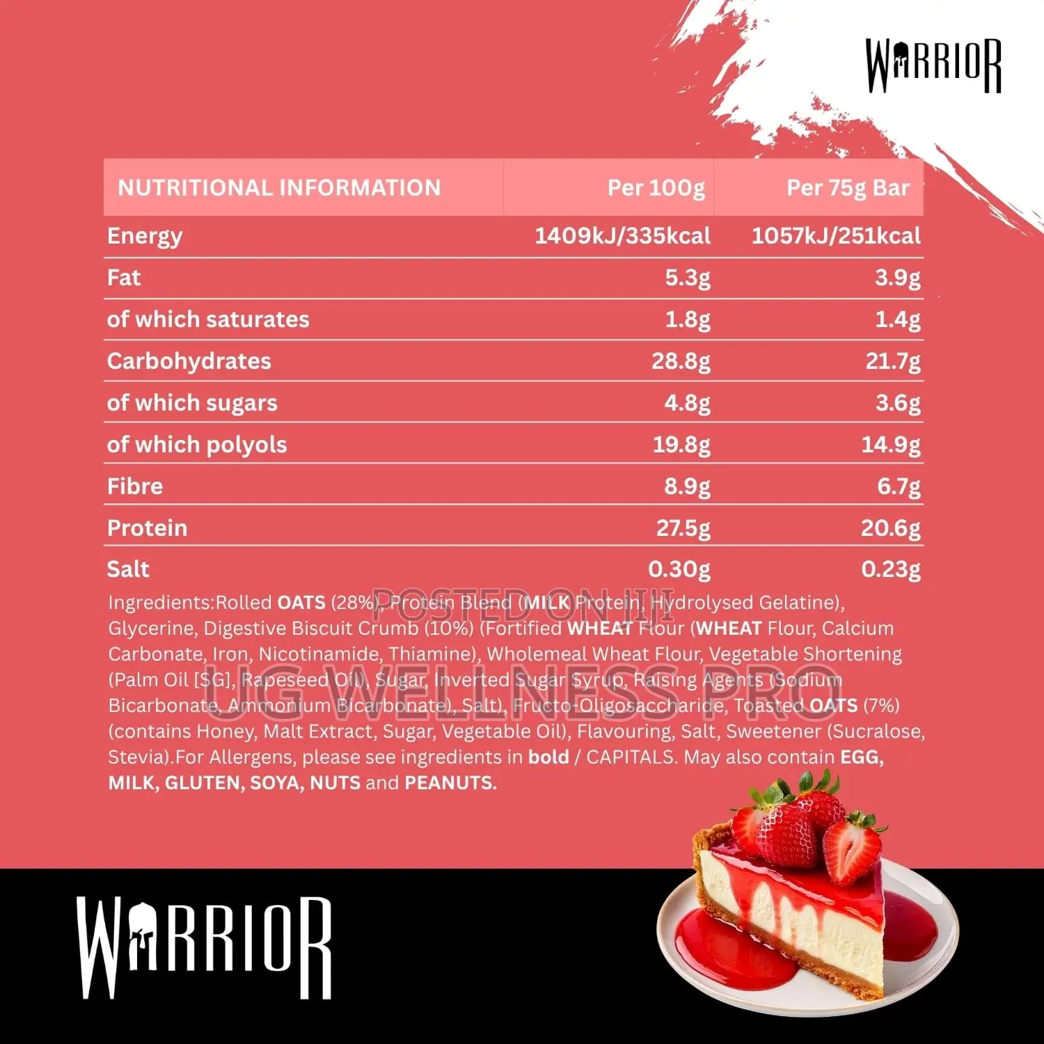 Warrior RAW Protein Bars High Protein and Fiber, Low Sugar 12 Pieces
