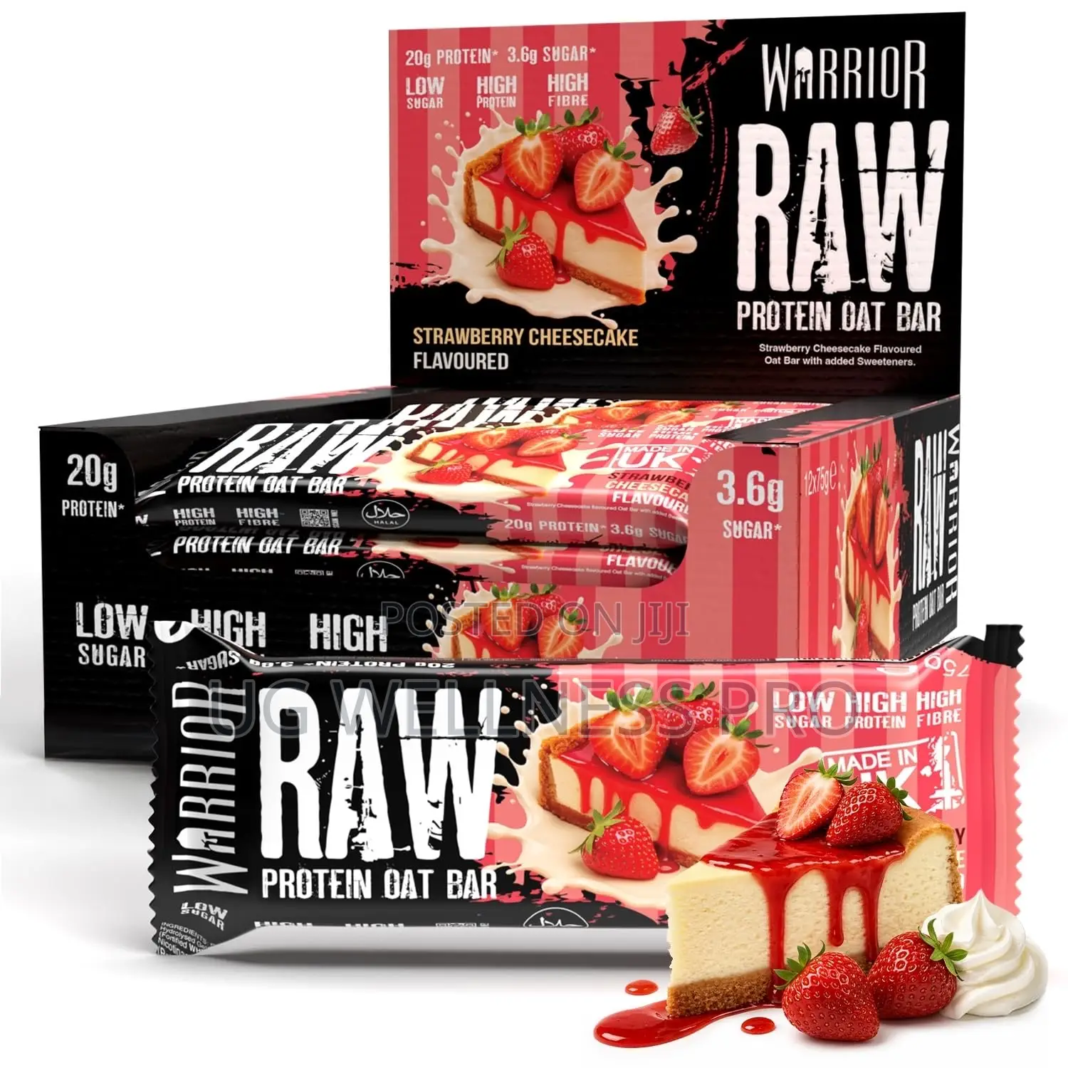 Warrior RAW Protein Bars High Protein and Fiber, Low Sugar 12 Pieces