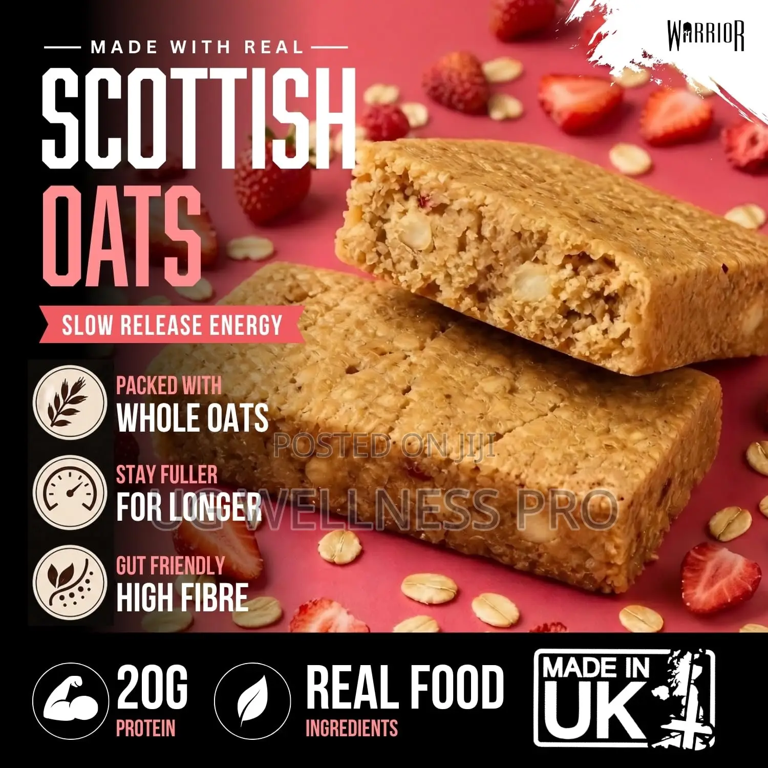 Warrior RAW Protein Bars High Protein and Fiber, Low Sugar 12 Pieces