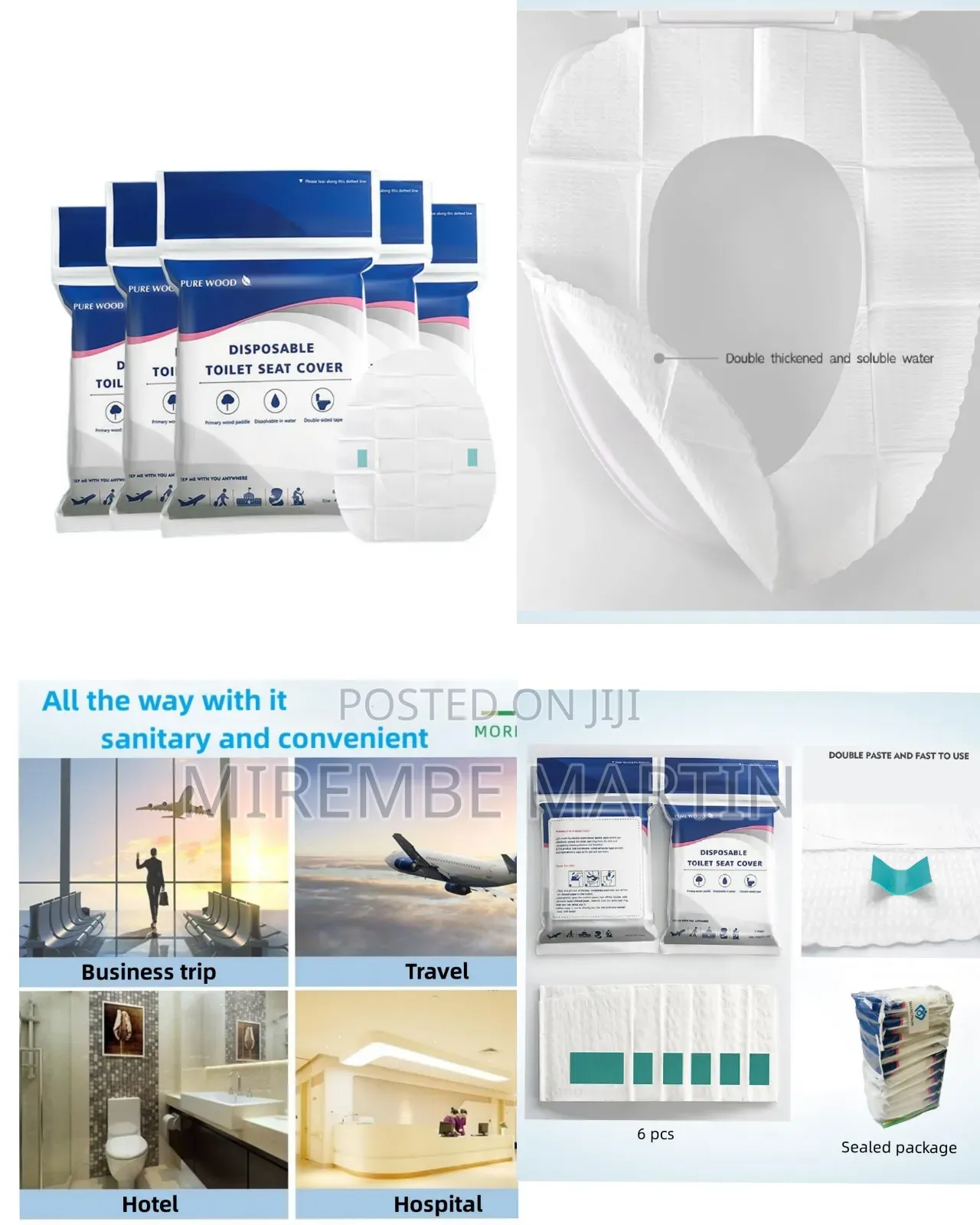 60 PCS Double Disposable Paper Toilet Seat Covers