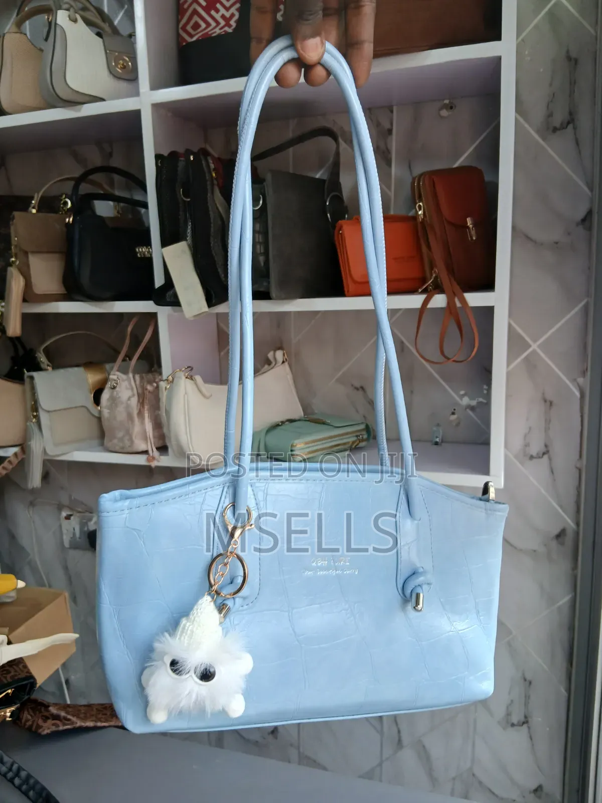 Elongated Shoulder Bag (Light Blue)