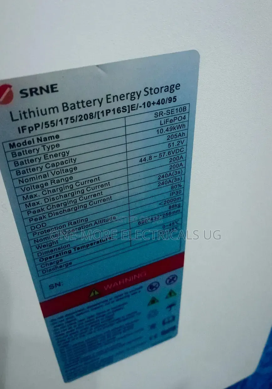 Heavy Duty Battery SRNE Lithium Iron Phosphate Battery 10.49kwh/48volt
