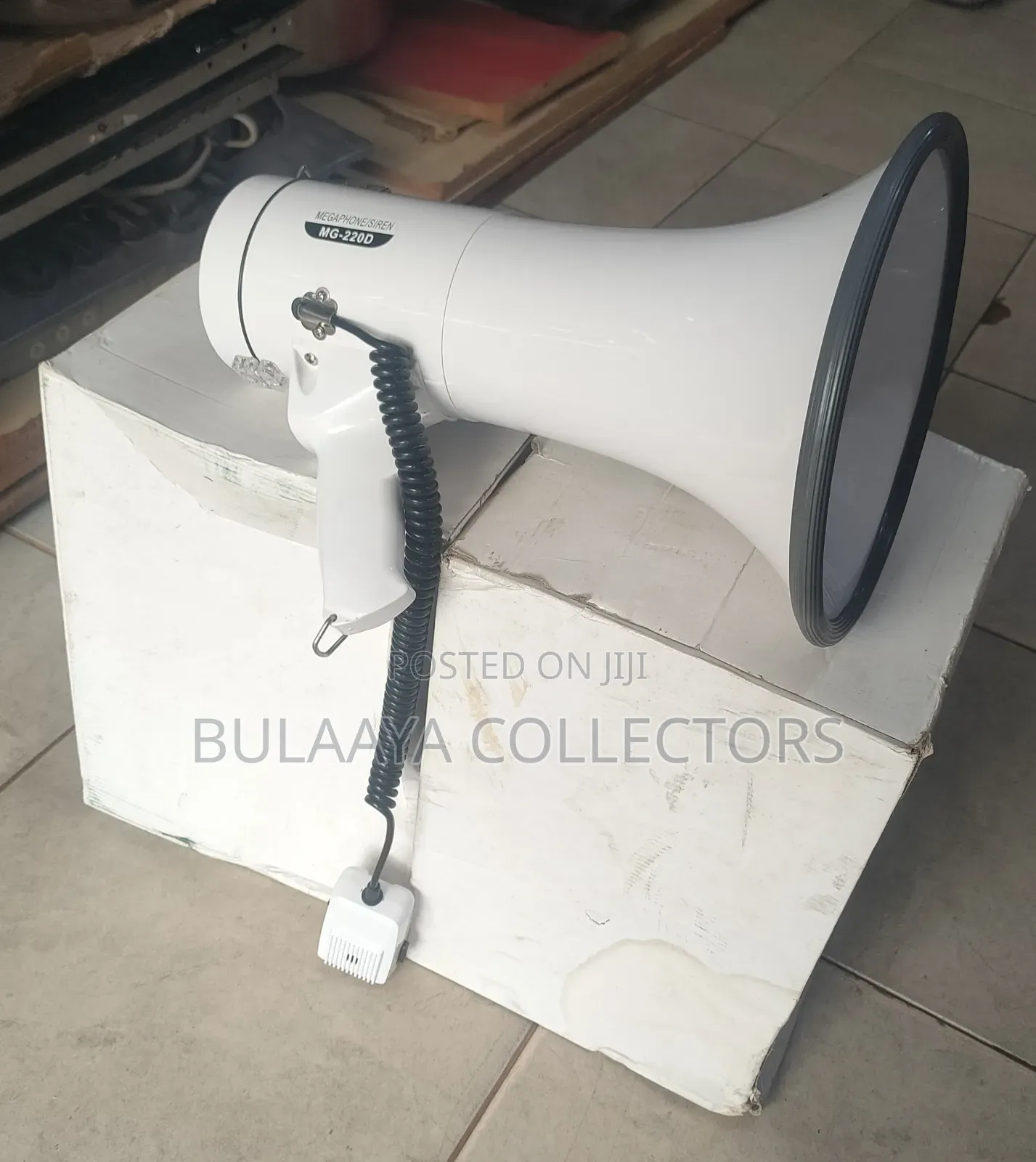 UK Used White and Gray Megaphone Labeled "MG-220D".