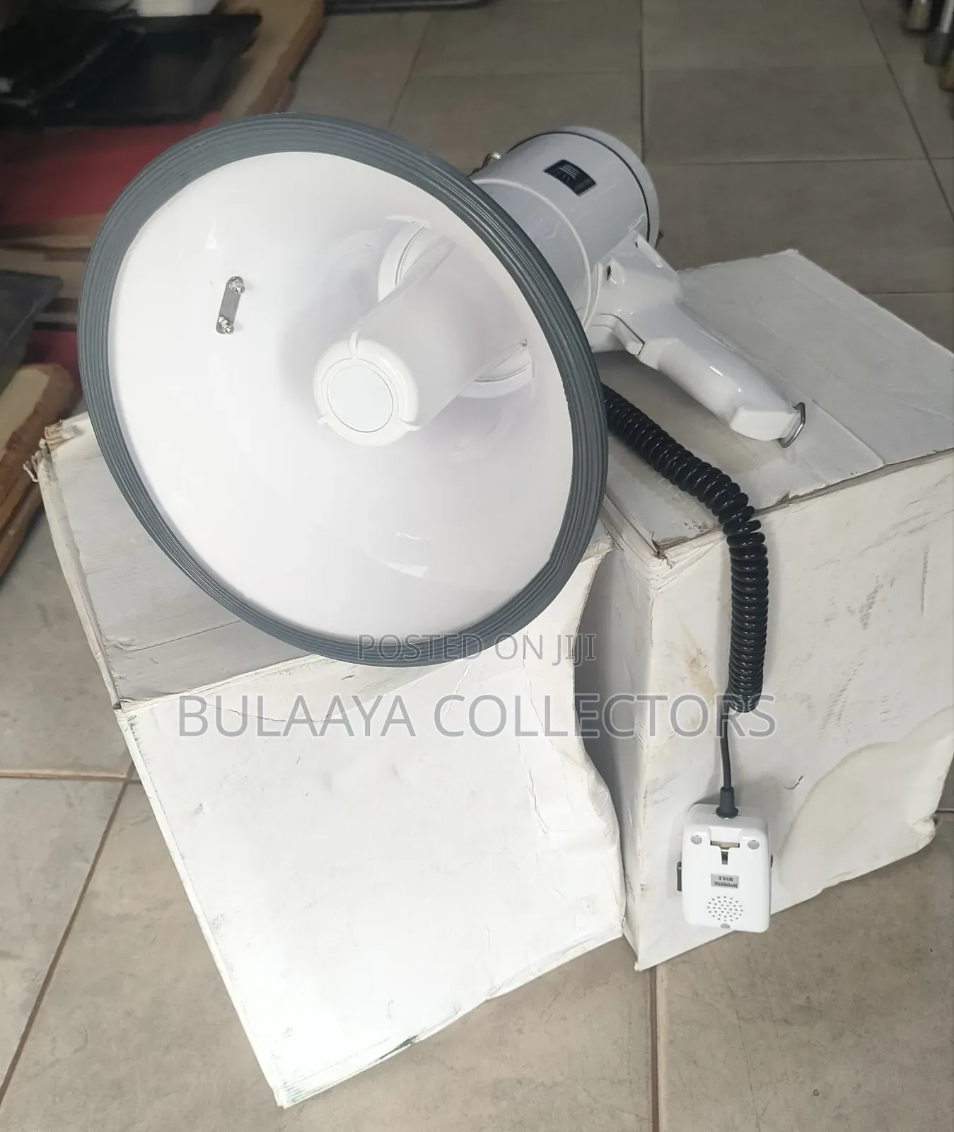 UK Used White and Gray Megaphone Labeled "MG-220D".