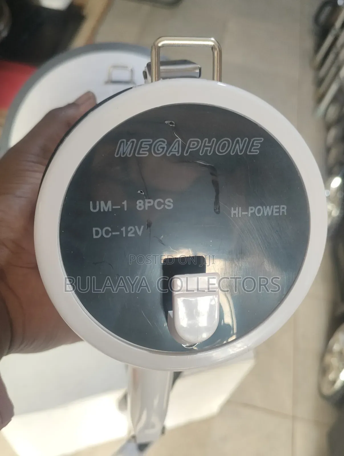 UK Used White and Gray Megaphone Labeled "MG-220D".