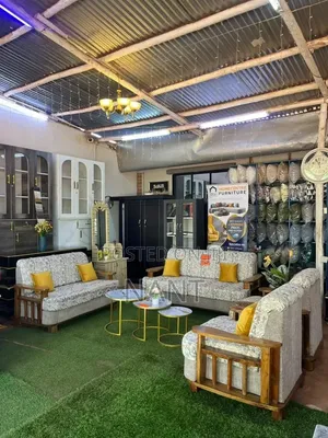 Wooden Frame Sofa With Floral Patterned Gray With White Fabric