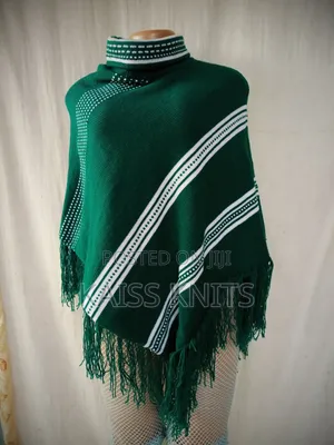 Green Women's Knitted Shawl Poncho