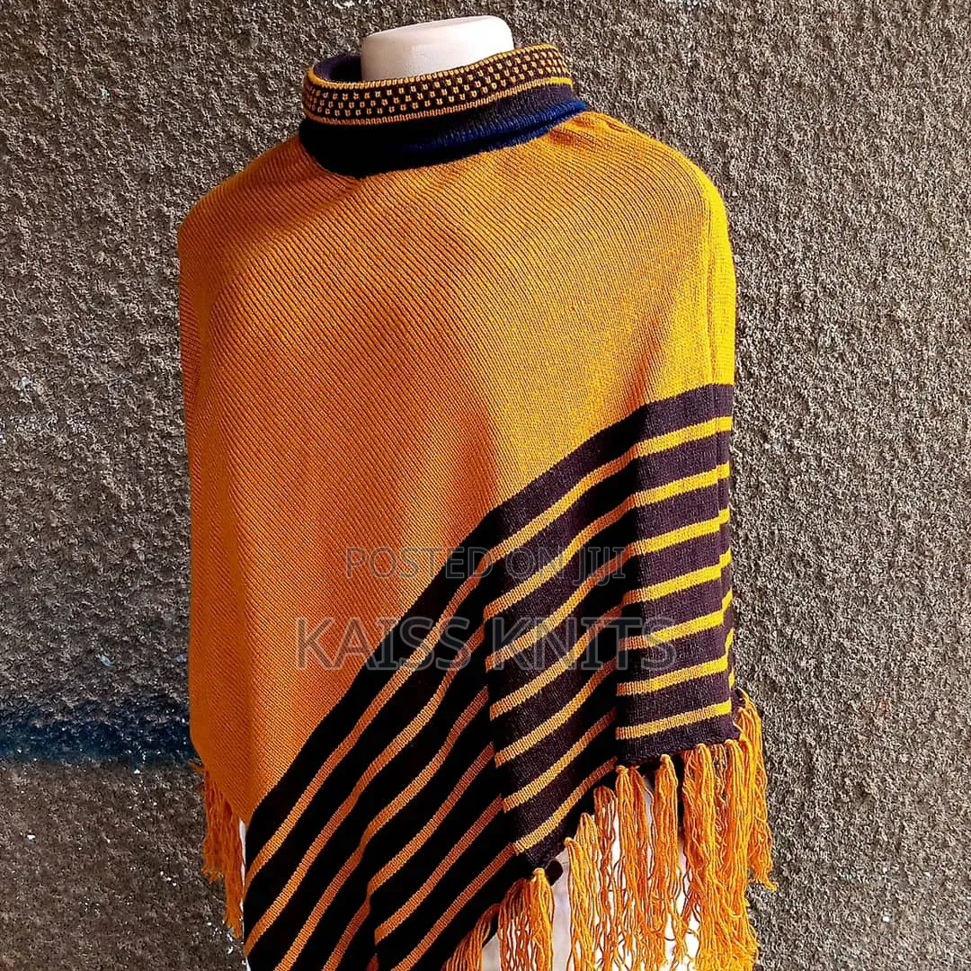 Gold-Coffe Brownwomen's Shawl Poncho