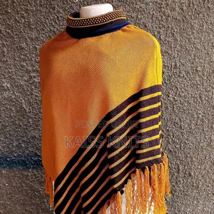 Gold-Coffe Brownwomen's Shawl Poncho