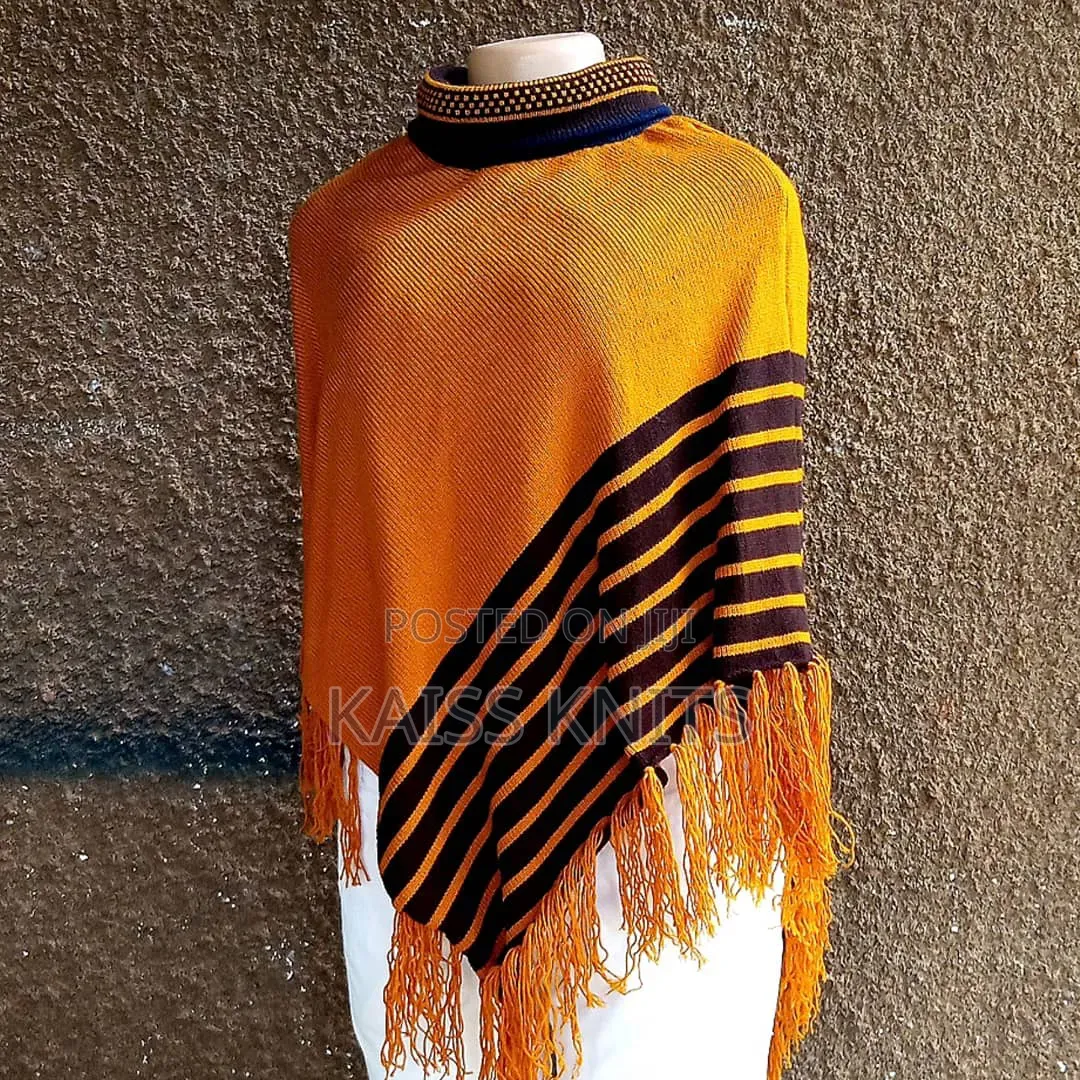 Gold-Coffe Brownwomen's Shawl Poncho