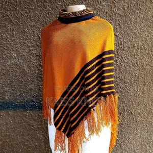 Gold-Coffe Brownwomen's Shawl Poncho