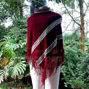 Maroon Women's Shawl Poncho