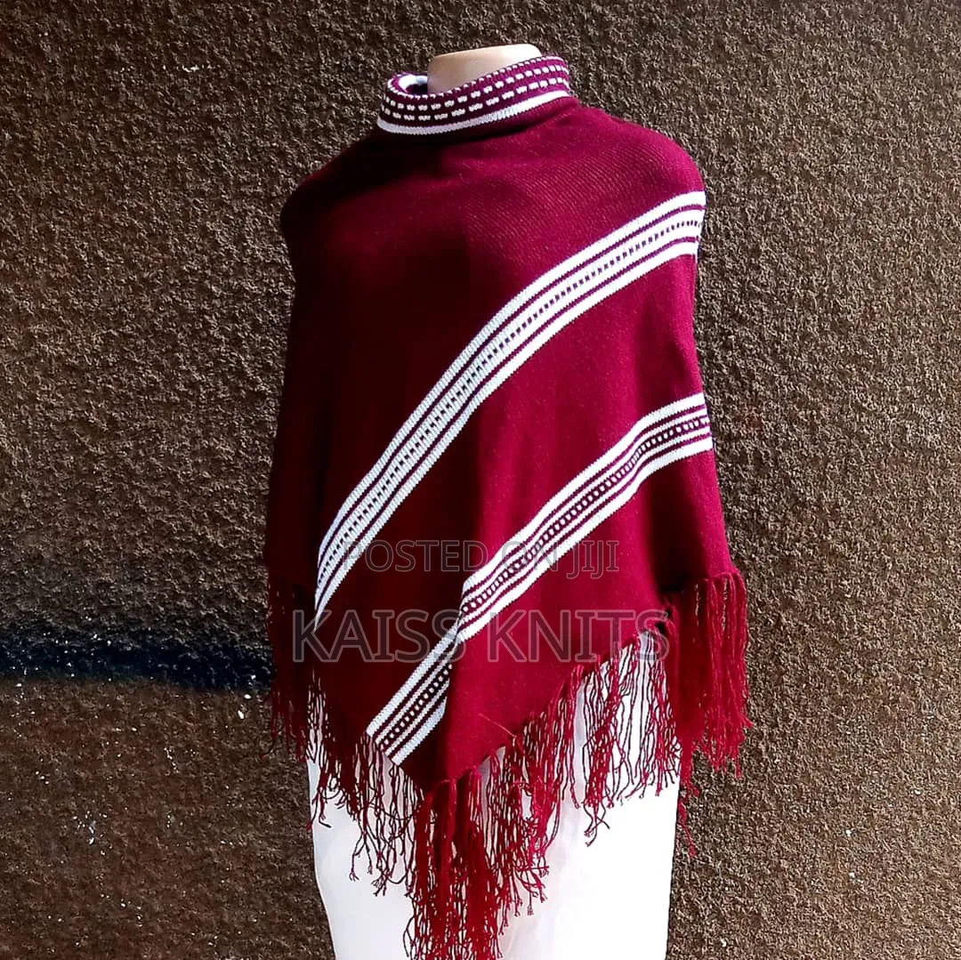 Maroon Women's Shawl Poncho