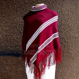 Maroon Women's Shawl Poncho