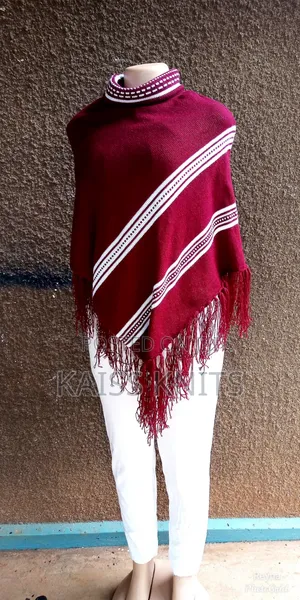 Maroon Women's Shawl Poncho