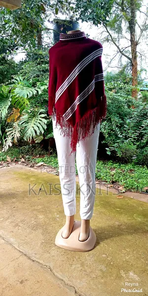 Maroon Women's Shawl Poncho