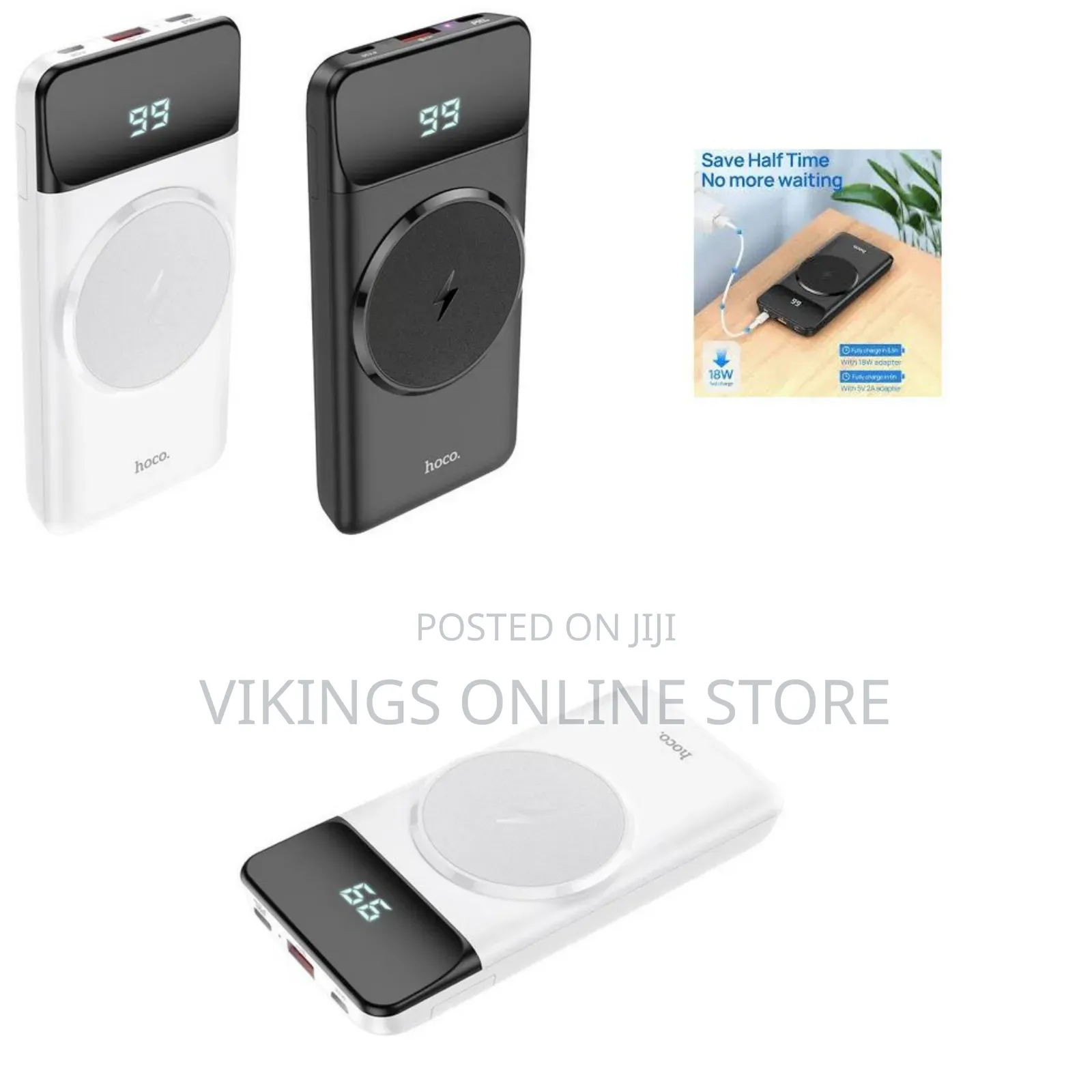 Hoco J76 Mobile Power Bank With Magnetic Wireless Charging, 10000mAh