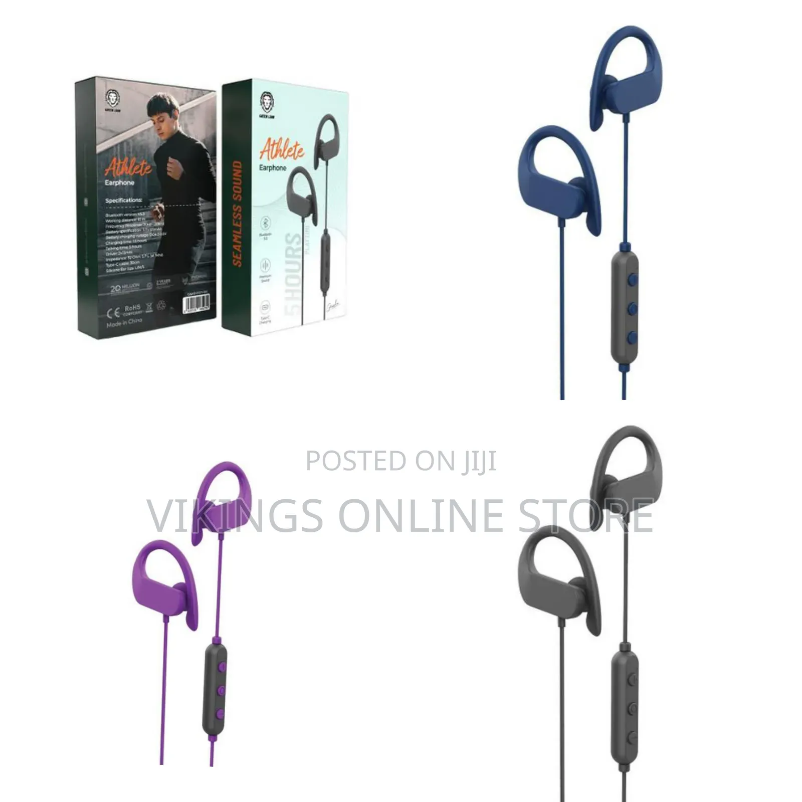 Green Lion Athlete Earphone Type-C Charging Bluetooth Wireless in Ear