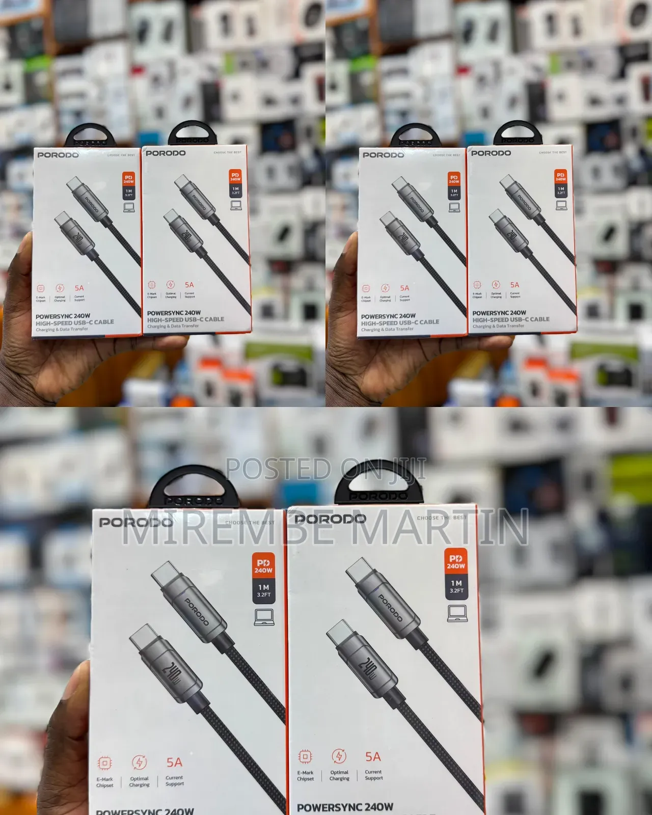 Porodo PowerSync 240W High-Speed USB-C to USB-C Cable