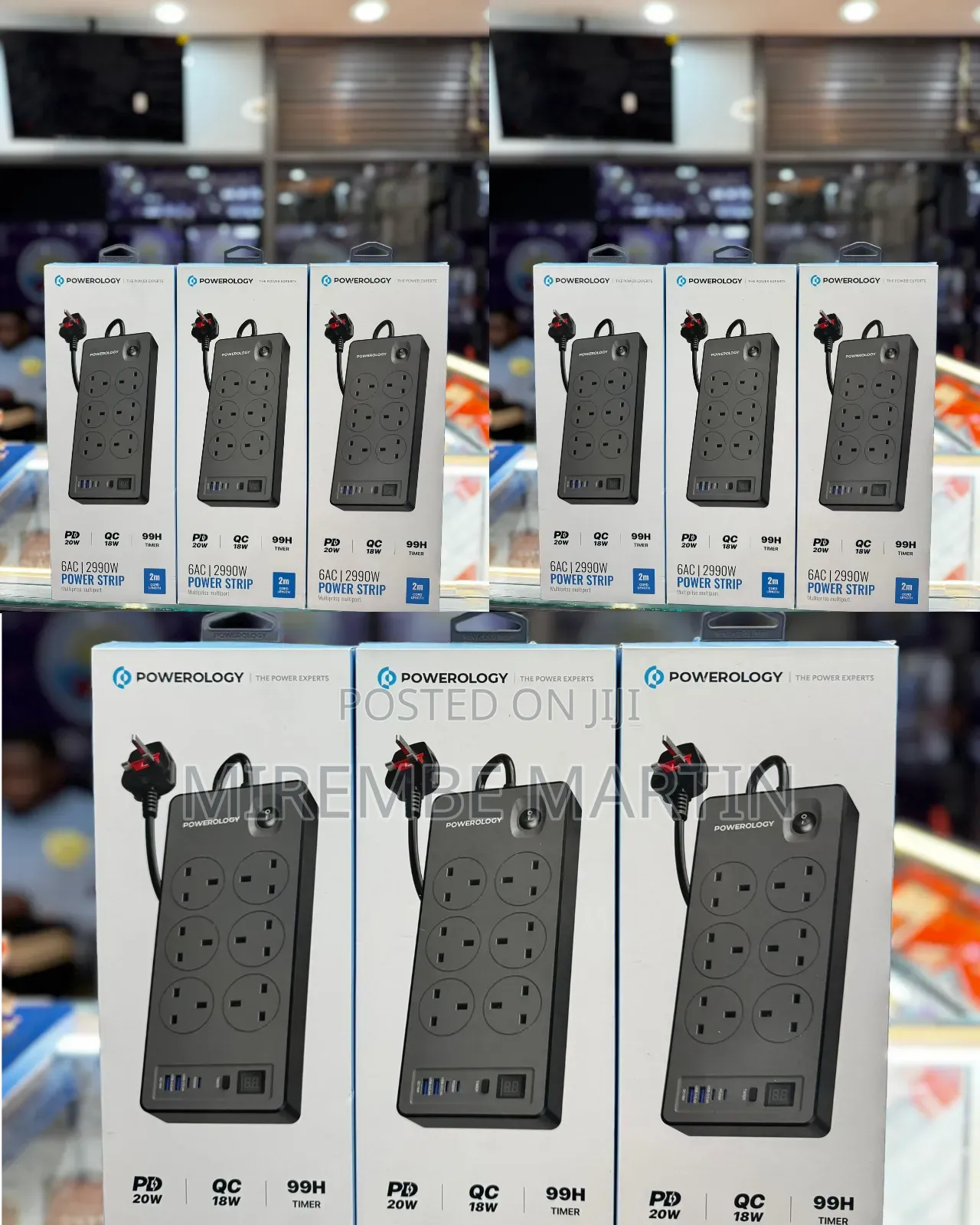 Powerology 6ac 2990w Power Strip Pd 20w