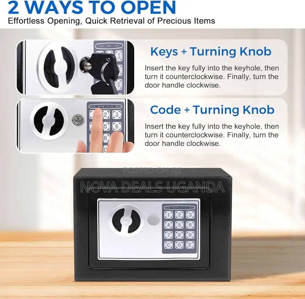 Digital Cash Money Safe Box With PIN Code Keys, 6.6L Safety Steel