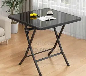 Square, Space-Saving Tempered Glass Folding Table