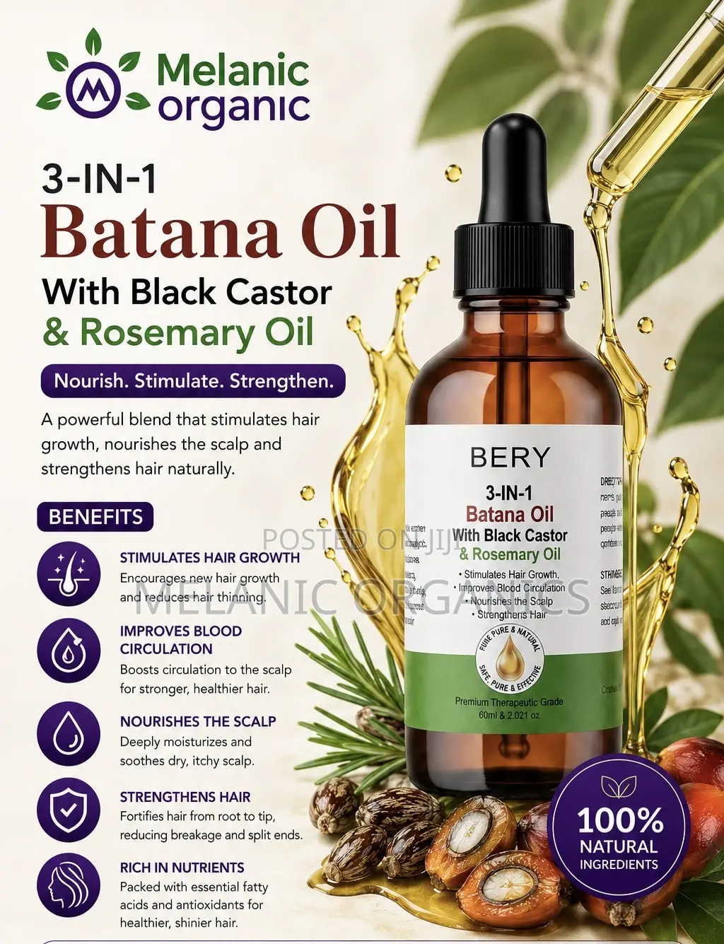Batana Oil With Castor Oil and Rosemary
