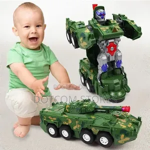 2-in-1 Automatic Transforming Robot Tank Toy With Lights Music