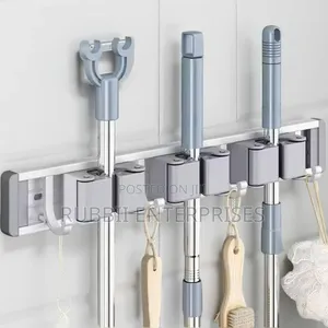 Space-Aluminum Wall-Mounted Mop and Broom Holder