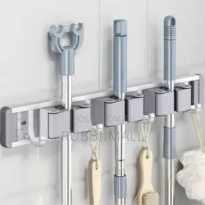 Space-Aluminum Wall-Mounted Mop and Broom Holder