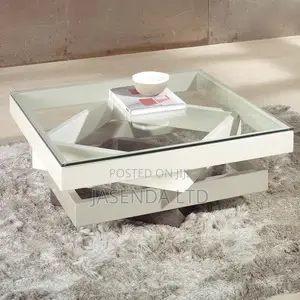 Luxury Coffee Table With Glass Top and 2 Storage Trays
