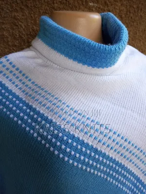 Blue-White Woman's Shawl Poncho