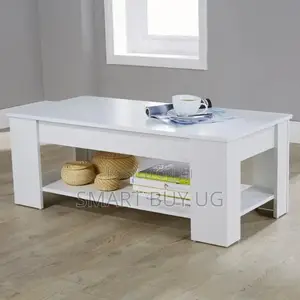 White Center Table With Storage Shelf - Living Room