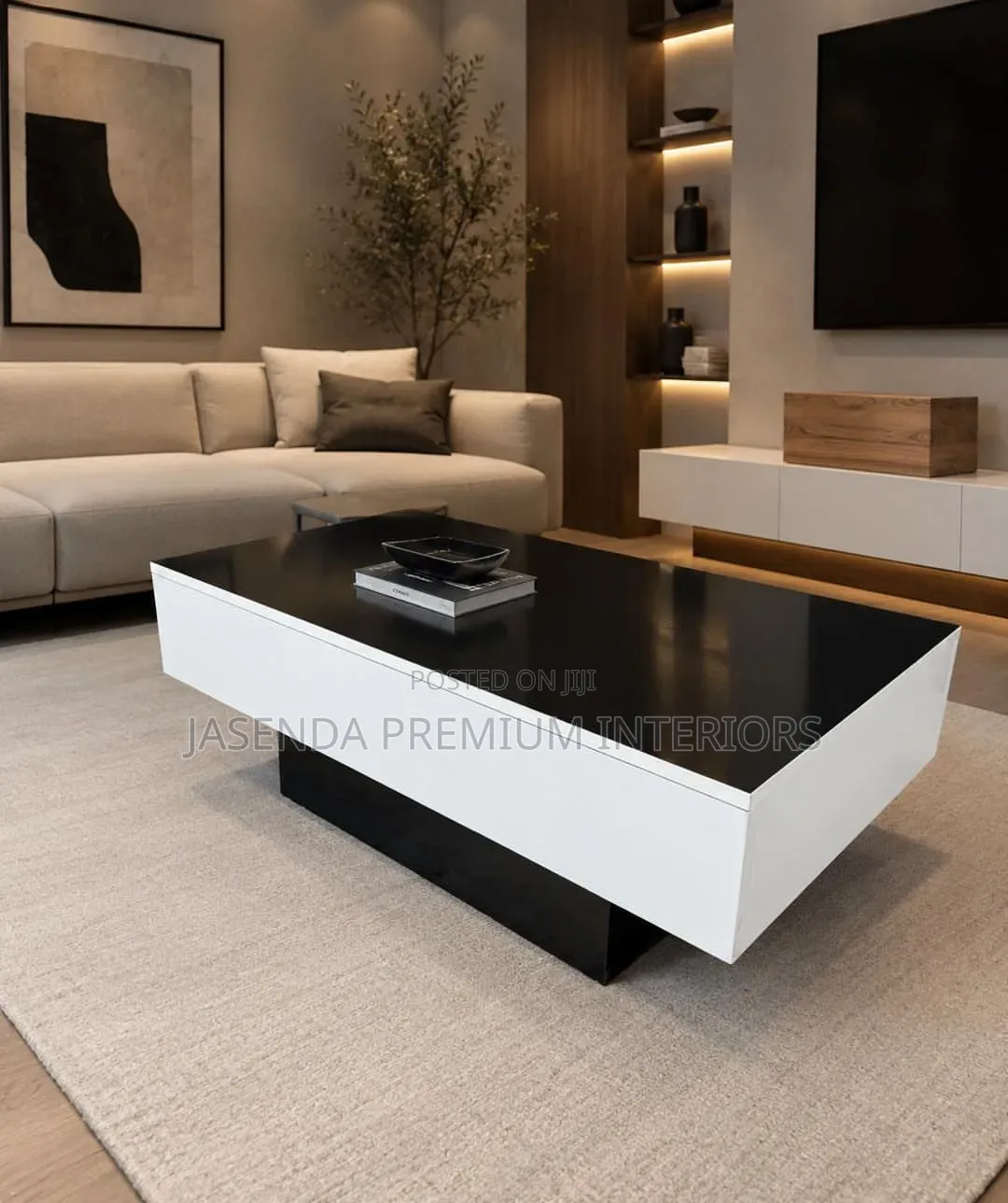 Modern White Coffee Table Center Table - 100x55cm - Brand New