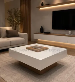 Premium Square Coffee Table With Wood Base Tray - Jasenda Interiors