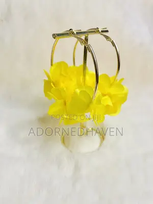 Yellow Vacation Hoop Earrings