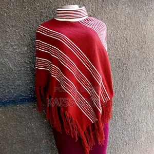 Red Women's Shawl Poncho